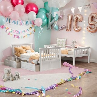 Convertible Twin Over Twin Bunk Bed With Drawers