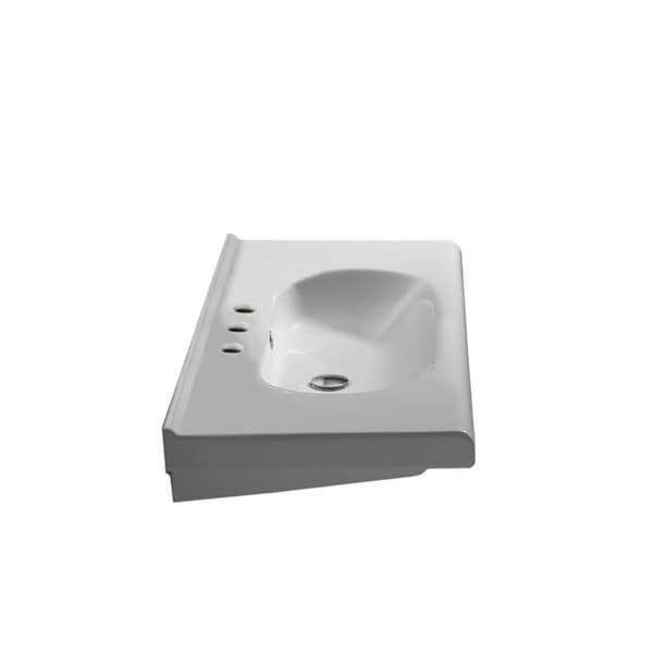 Nameeks 069000-U City 23-5/8" Ceramic Wall Mounted/Drop in Bathroom Sink with 1 / 3 Faucet Holes Drilled