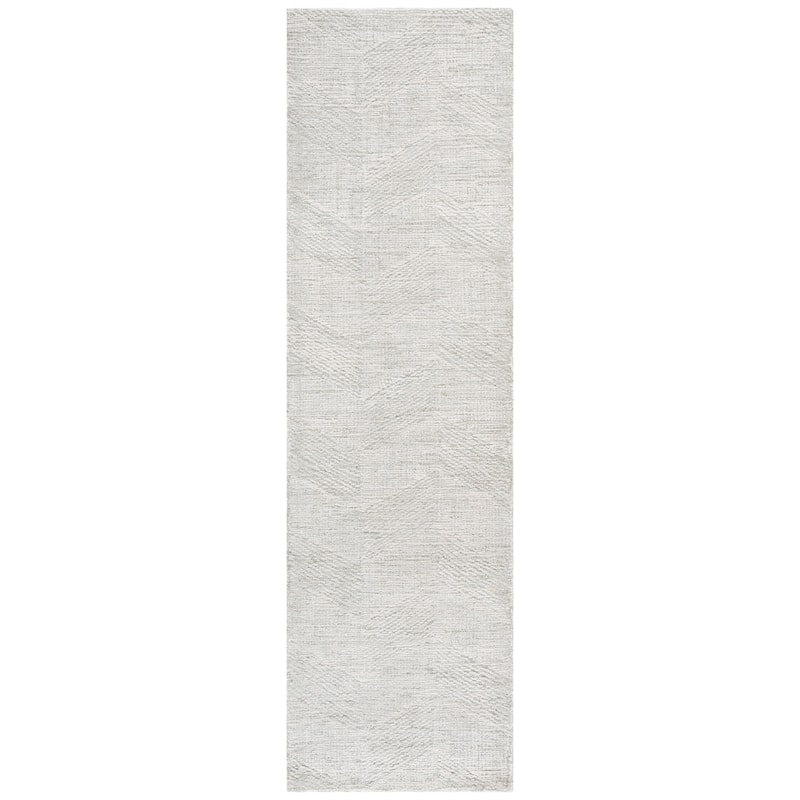 SAFAVIEH Handmade Abstract Arnþridur Contemporary Wool Rug - 2'3" x 8' Runner - Sage Green/Ivory
