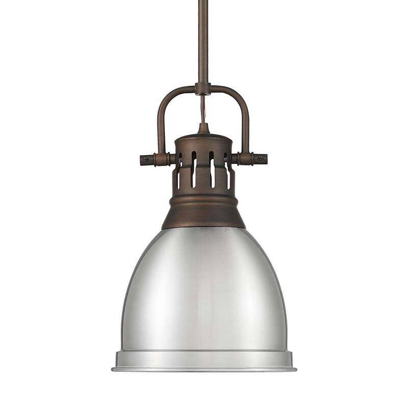 Golden Lighting 3604-S RBZ Duncan 9" Wide Mini Pendant - Rubbed Bronze / Pewter