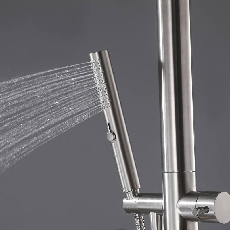 89"H Stainless Steel Freestanding Outdoor Shower with Handheld shower