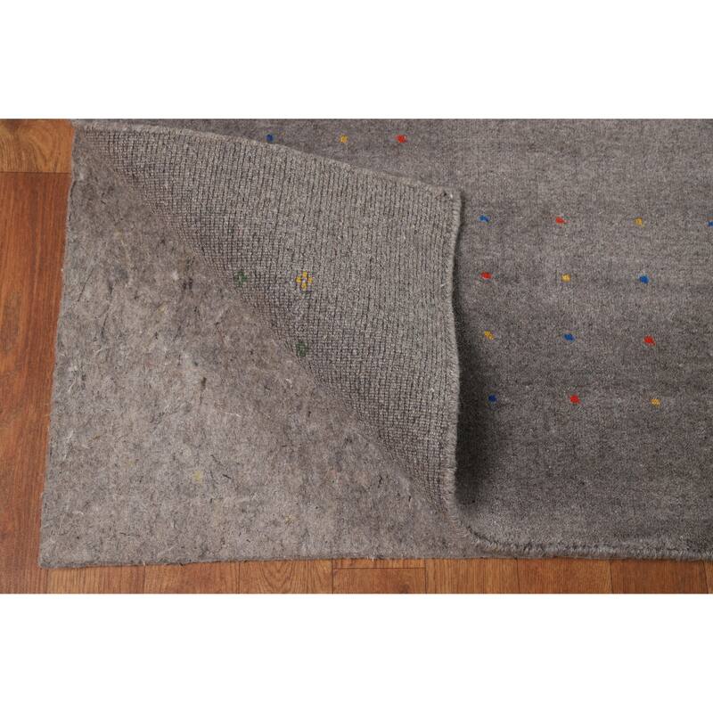 Gray Tribal Gabbeh Oriental Area Rug Hand-Knotted Wool Carpet - 8'3" x 9'10"