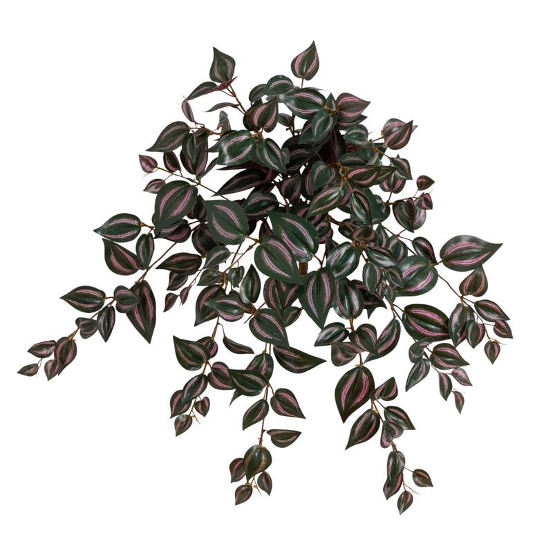 24-in UV Resistant Artificial Wandering Jew Hanging Plant - Set of 3