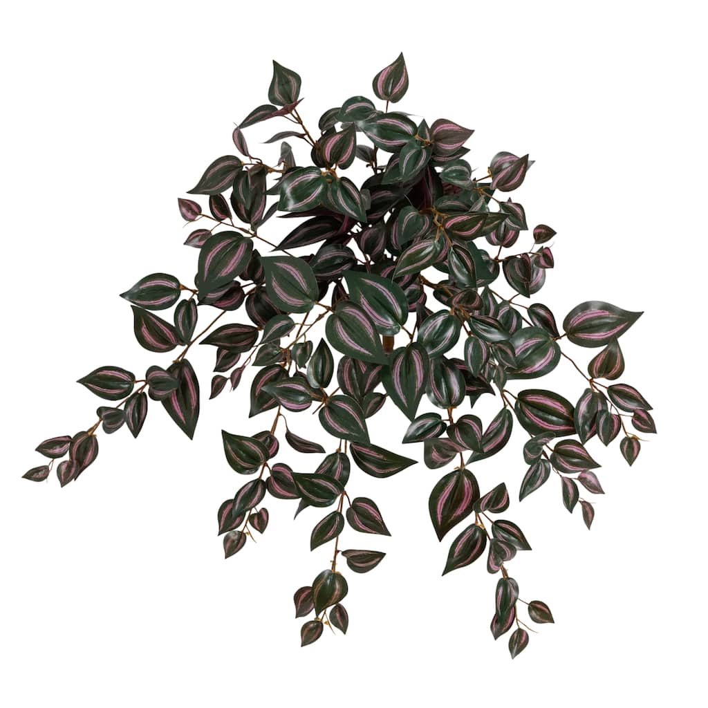 24-in UV Resistant Artificial Wandering Jew Hanging Plant - Set of 3