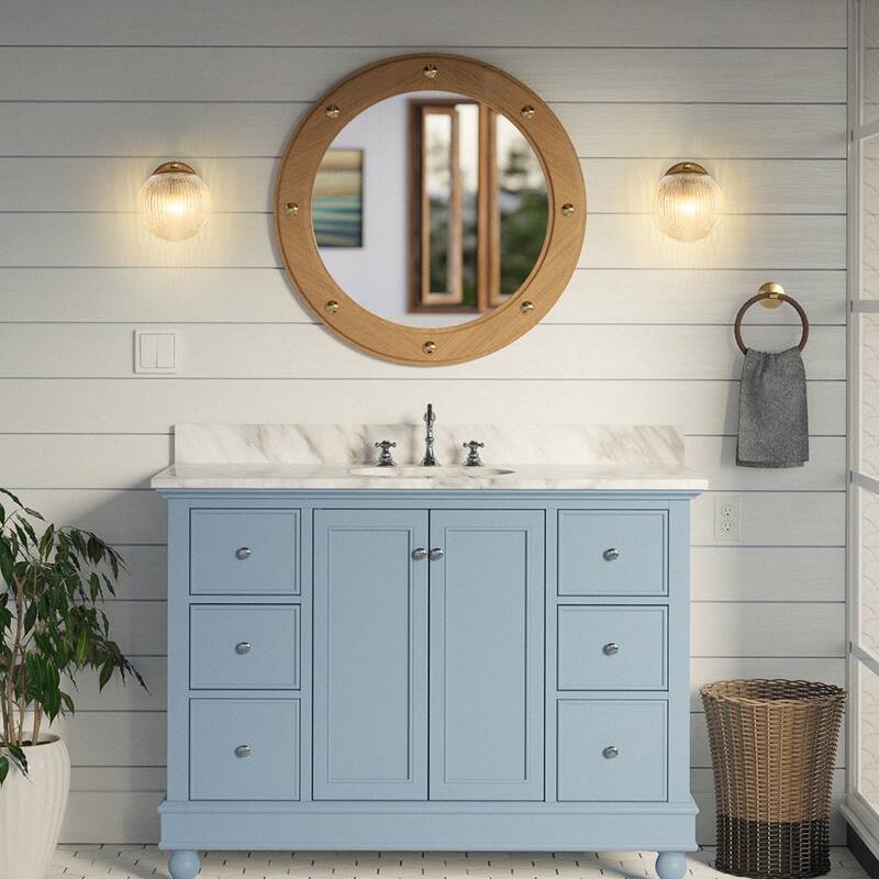 1-Light Sleek Modern Ribbed Glass Single Globe Wall Sconce - 6.3 in