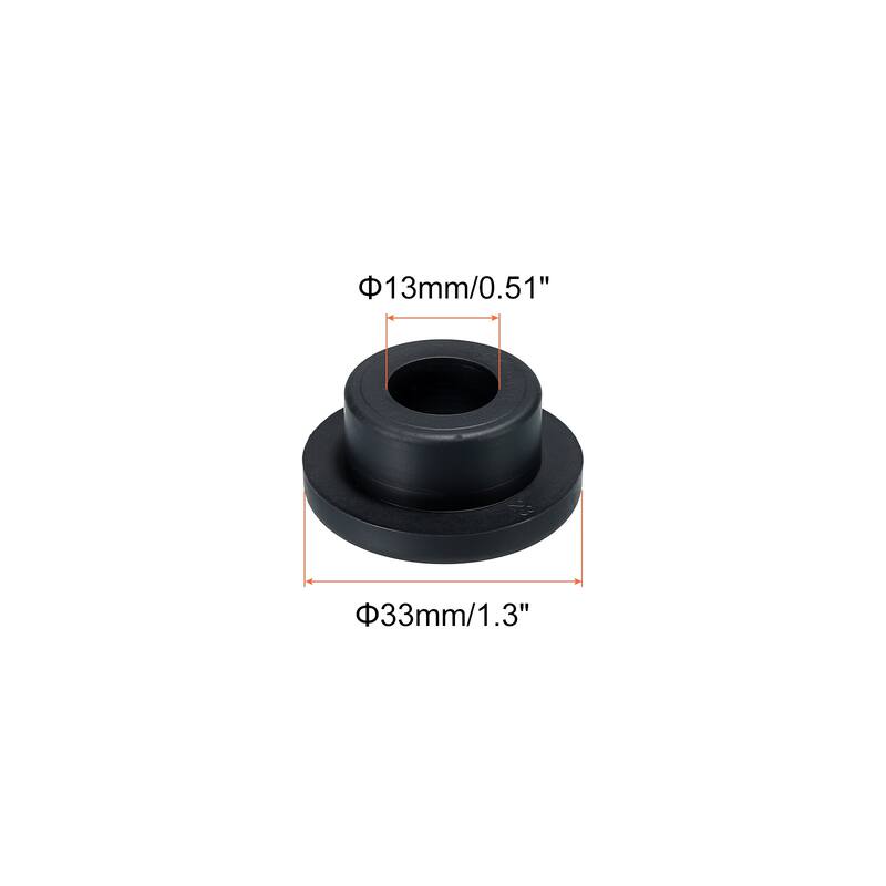 T Shape Rubber Grommet 0.55 Inch OD 0.24 Inch ID Seal for Cable Pack of 6 - Black - 33 x 13mm
