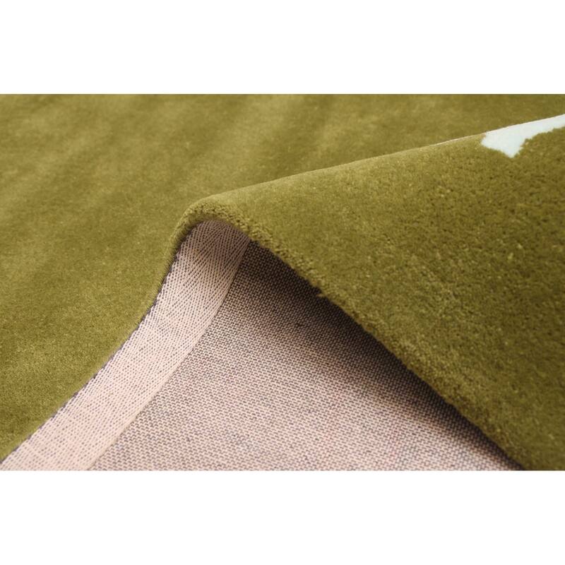 ECARPETGALLERY Hand Tufted Timeless Olive Wool Rug - 9'1 x 12'0