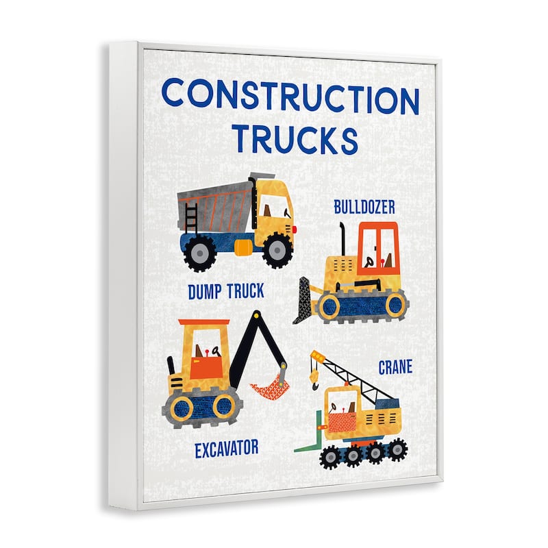 Stupell Educational Construction Trucks Framed Giclee Art Design By Conrad Knutsen