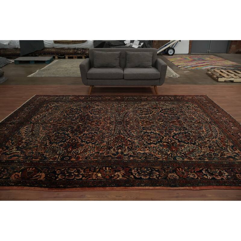 Hand Knotted Oriental 100% Wool Carpet Traditional Floral Oranges & Rust Lilian Area Rug - 11' 3'' X 8' 5''