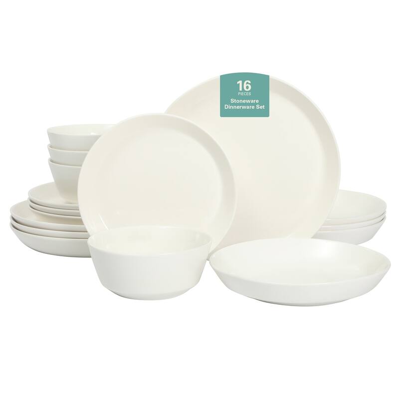 Gibson Home Summer Shades 16 Piece Plates and Bowls Dishes Service for 4 Stoneware Dinnerware Set