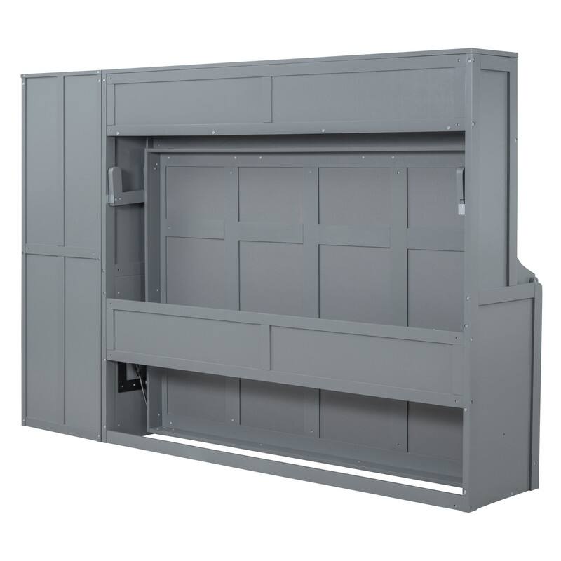 Queen Size Murphy Bed Wall Bed with Closet and Drawers