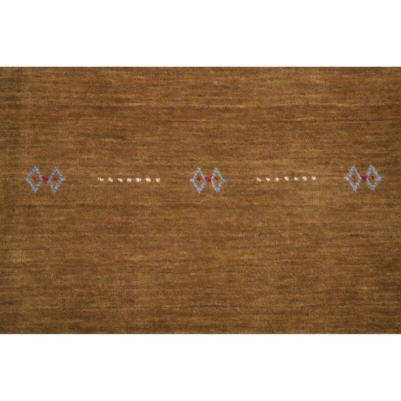 Hand Knotted Oriental 100% Wool Carpet Tribal Animal Pictorial Brown Gabbeh Area Rug - 4' 11'' X 5' 0''
