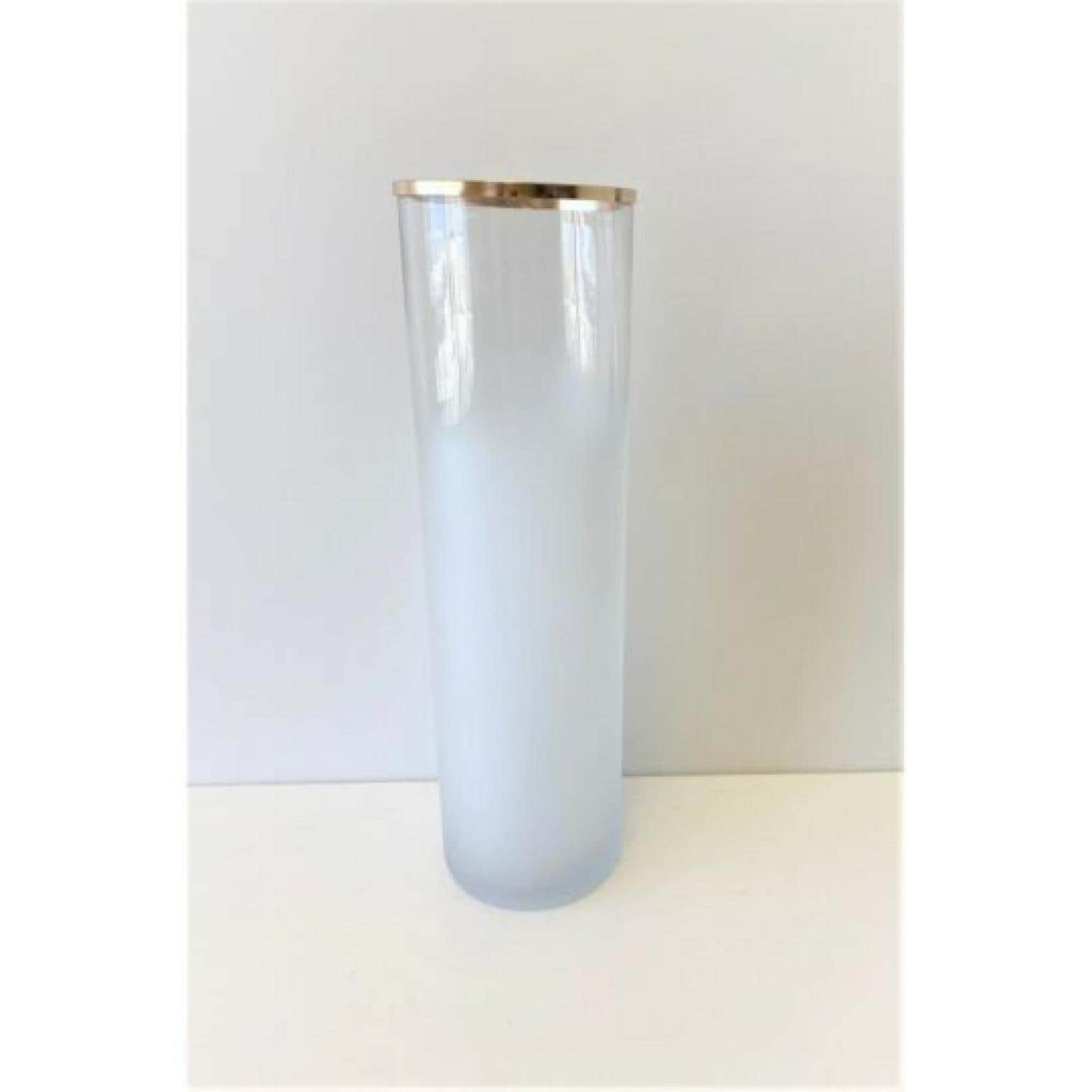 Frosted Glass Cylinder With Metal Top Vase