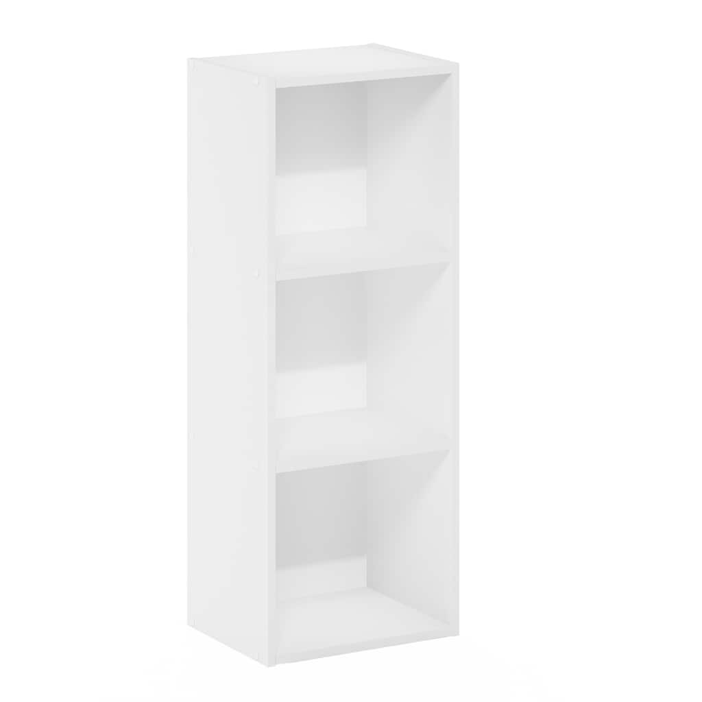 31.5 in. Tall White Wood 3-Shelf Bookcase