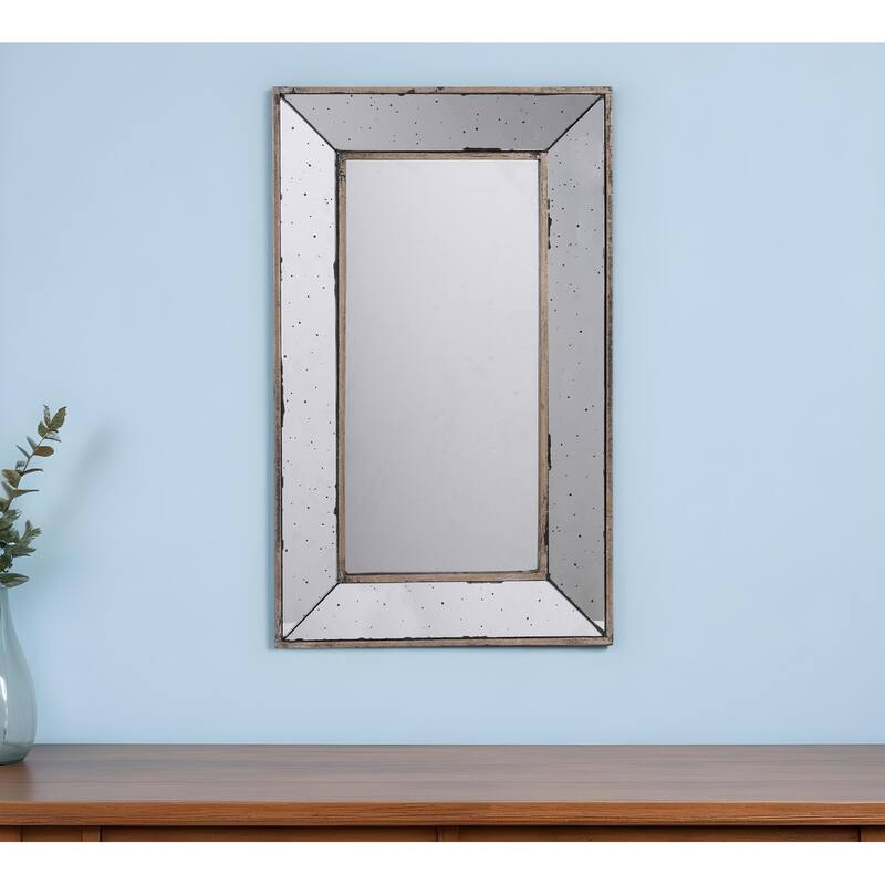 HomeRoots 24" Silver Framed Antiqued Accent Mirror - 16.5' X '24' X '1.4 - Silver - 16.5' X '24' X '1.4