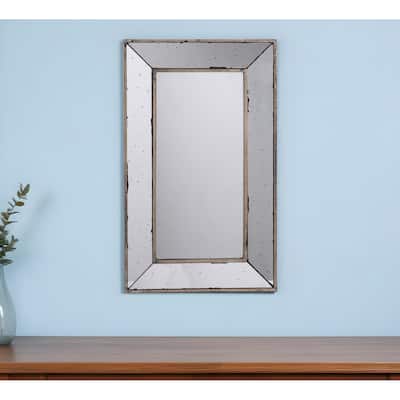 HomeRoots 24" Silver Framed Antiqued Accent Mirror - 16.5' X '24' X '1.4