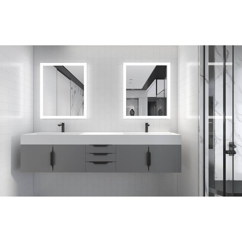 Amazon 84" Wall Mounted Double Bathroom Vanity Set w/ White Top