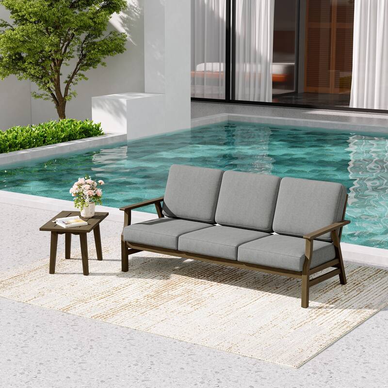 2-Piece Teak Outdoor Sofa Set with Table