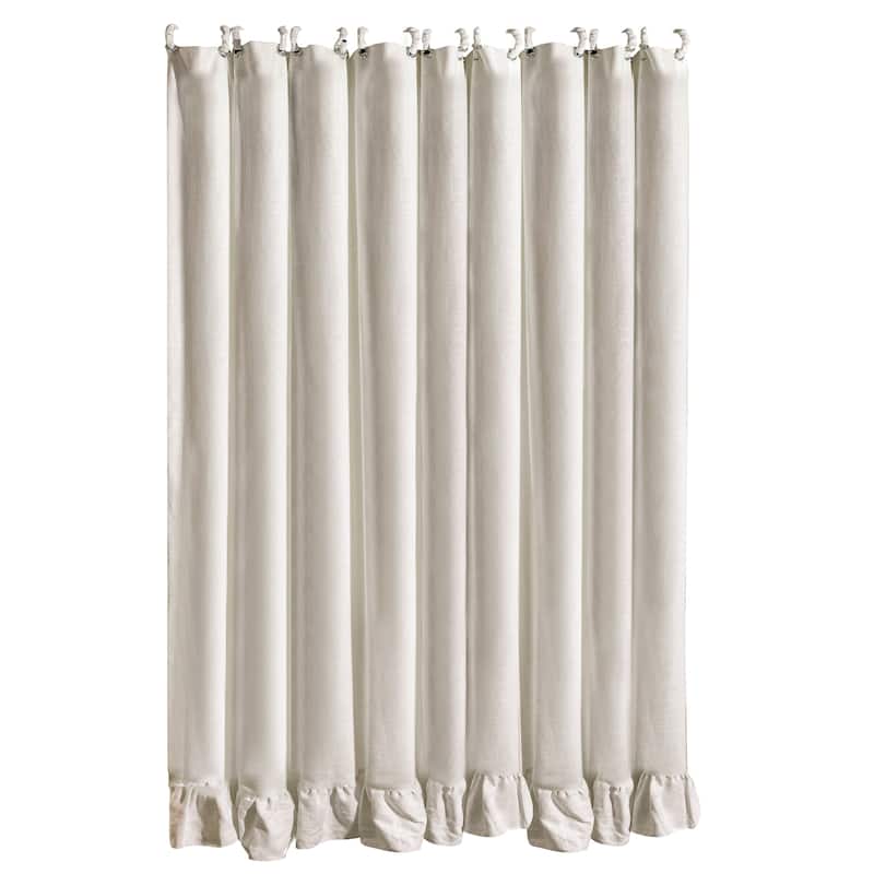 HiEnd Accents Lily Washed Linen Ruffled Shower Curtain, 72"x72"