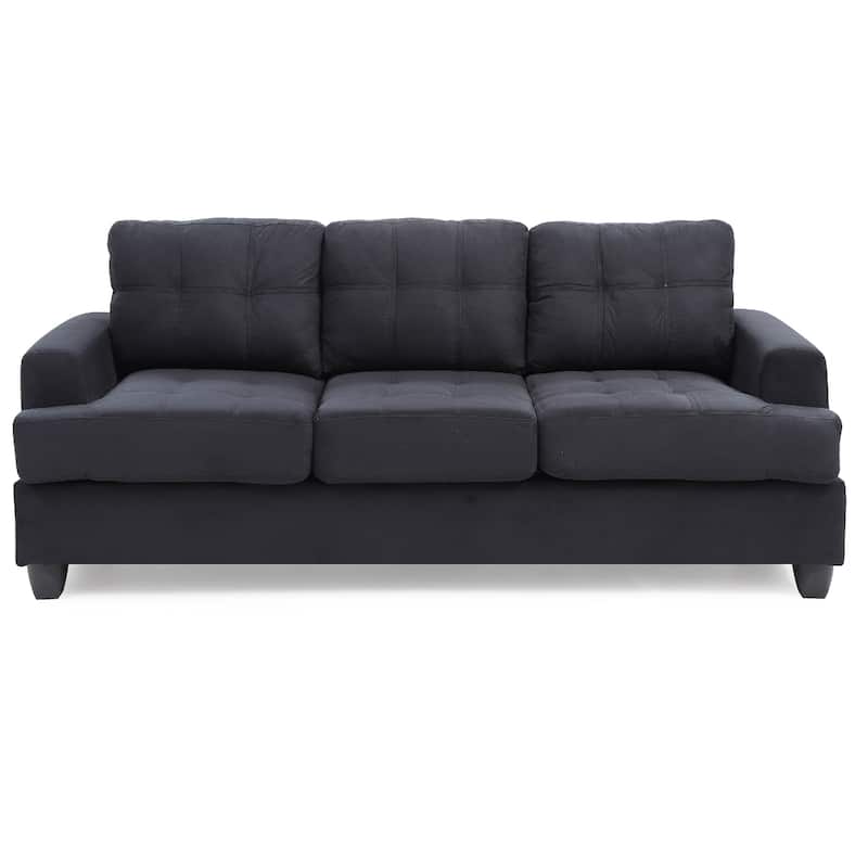 Tufted Microsuede Square Arm Straight Sofa - 79" - Black