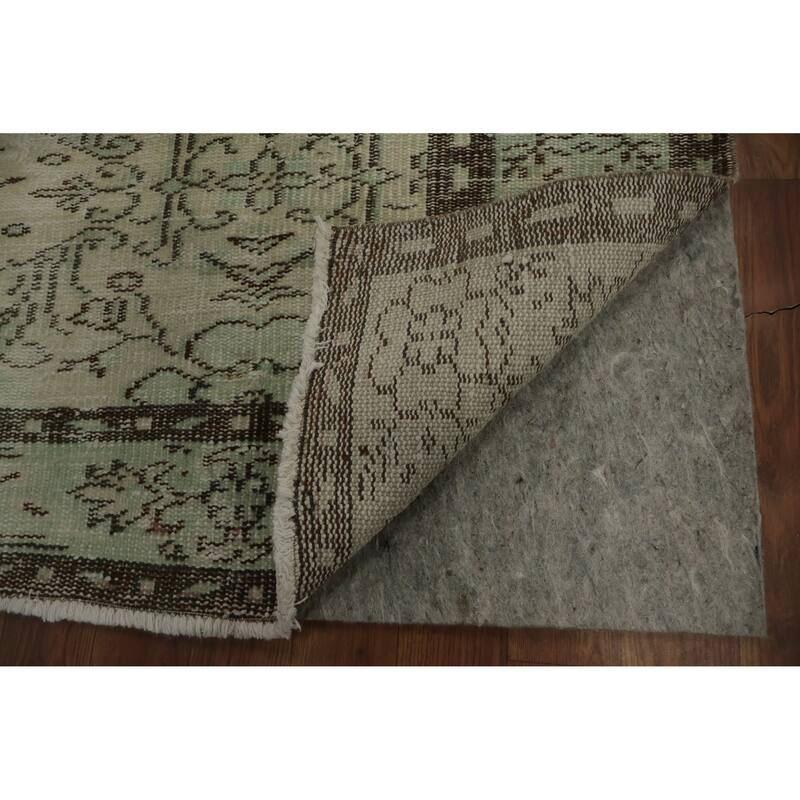 Hand Knotted Oriental 100% Wool Carpet Transitional Floral Green Anatolian Area Rug - 9' 4'' X 5' 2''