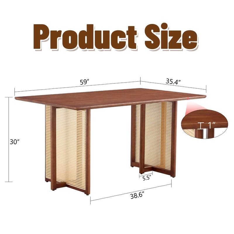 Chinese Country Retro Solid Wood Dining Table,Simple Modern Imitation Rattan Dining Table