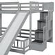 preview thumbnail 5 of 18, Twin Over Full Bunk Bed with Safety Guardrails,Pine Solid Wooden Kids Beds with Slide and Storage Staircase