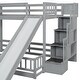 preview thumbnail 5 of 8, Wooden Twin-Over-Full Bunk Bed with Safety Guardrails, Slide and Storage Staircase,Grey