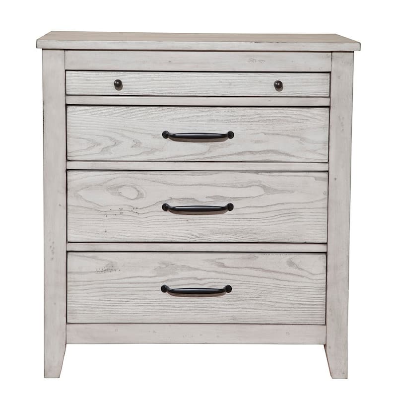 Origins by Alpine Aria Wood 3 Drawer Nightstand in Light Gray