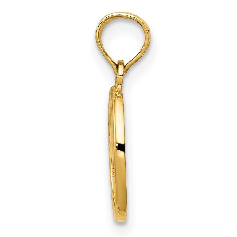 Curata 14k Yellow Gold 18" Small Fleur De Lis in Oval Pendant Necklace