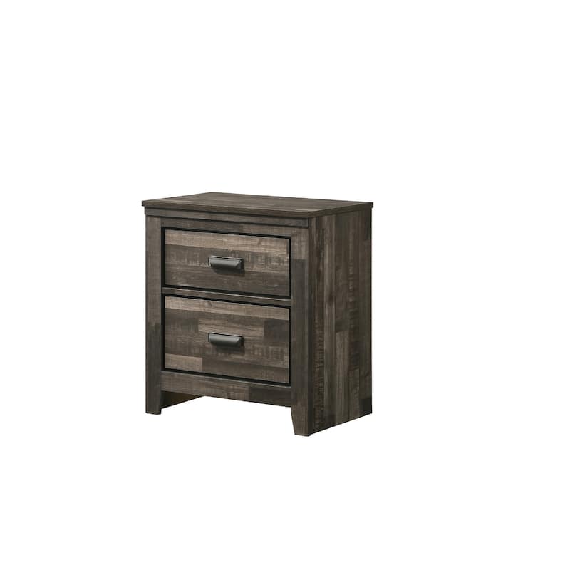 Contemporary 2-Drawer Nightstand End Table Mixed Two Storage Drawers ed Handles Bedroom Furniture