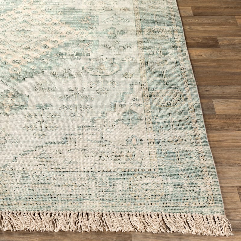 Livabliss Barack Distressed Medallion Handmade Cotton Area Rug