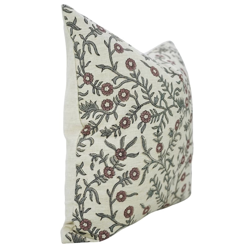 Fabdivine Block Print Floral Pillow Cover 12x20 Inch for Sofa Wine Chair Bed Boho Farmhouse Décor Rectangle Cushioncase, Shehjan