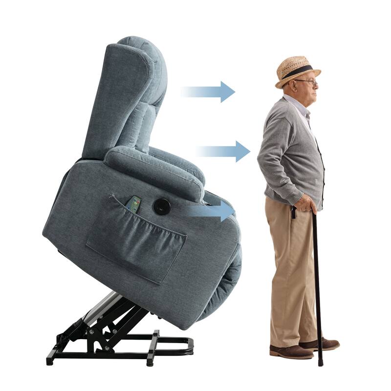 Power Lift Recliners for Elderly with Heat for Living Room with Infinite Position and Side Pocket,USB Charge Port