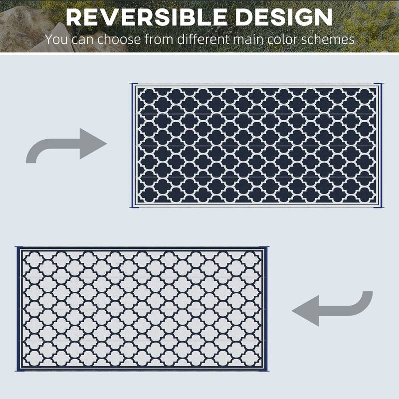 Outsunny Reversible Outdoor RV Rug, Patio Floor Mat, Plastic Straw Rug for Backyard, Deck, Picnic, Beach, Camping