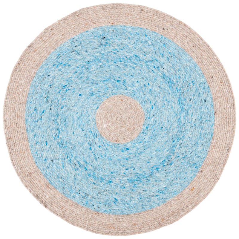 SAFAVIEH, Handmade Braided Sirlei Wool Rug - 3' Round - Blue/Beige