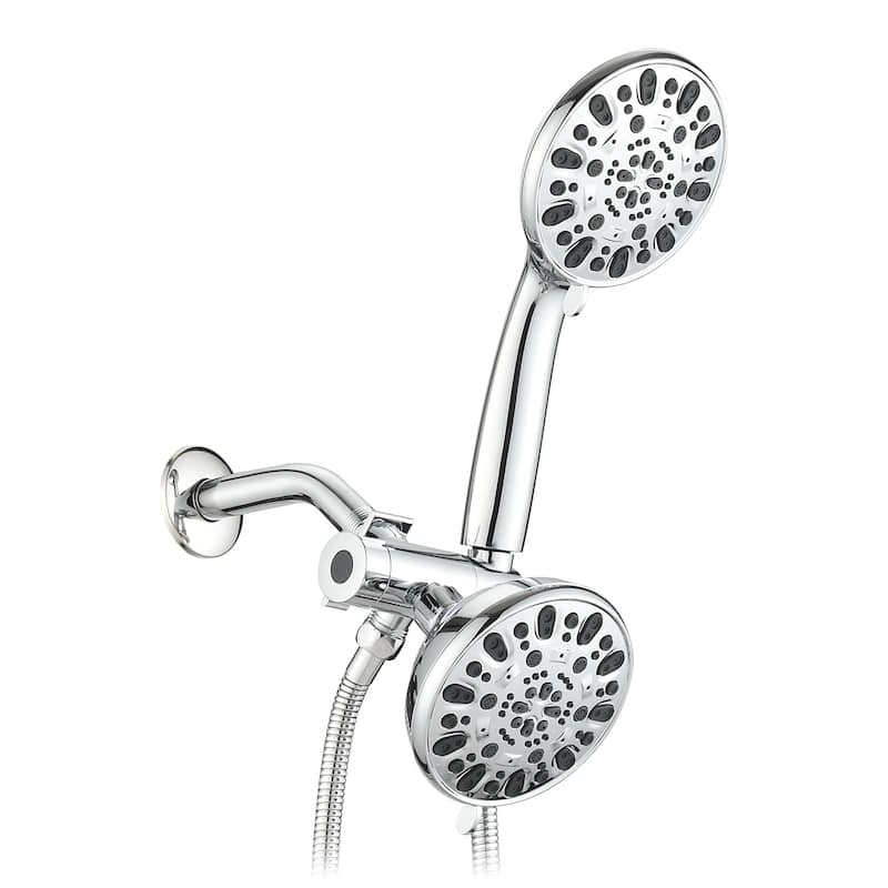 YASINU 7 Function Dual 2 in 1 Shower Handheld Showerhead & Rain Shower Combo - Chrome/Clear