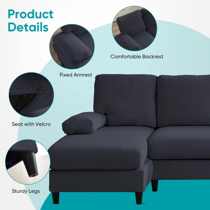 Mixoy 114inch U-Shaped Sectional Sofa,Living Room Modern Couch with Chaise,5-Seat Modular Sofa
