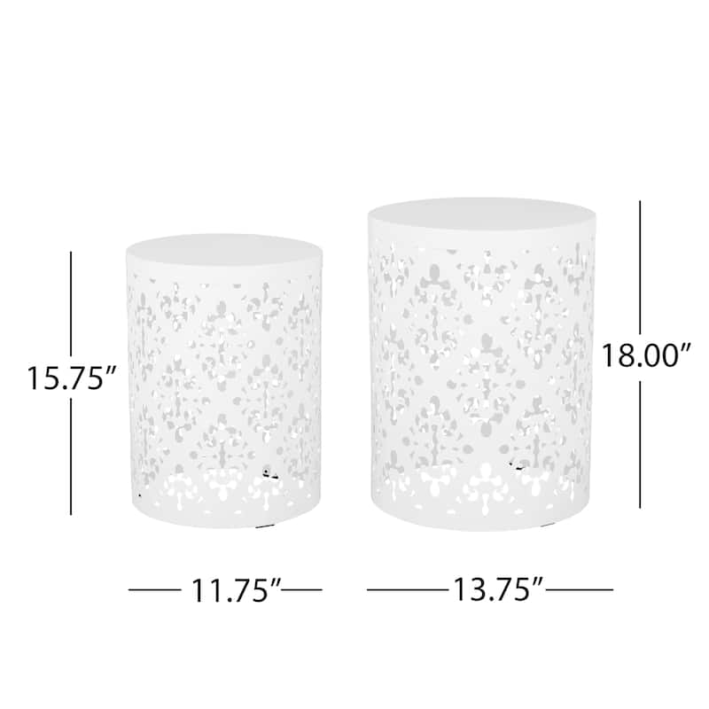 Mathena Outdoor Metal Side Tables (Set of 2) by Christopher Knight Home