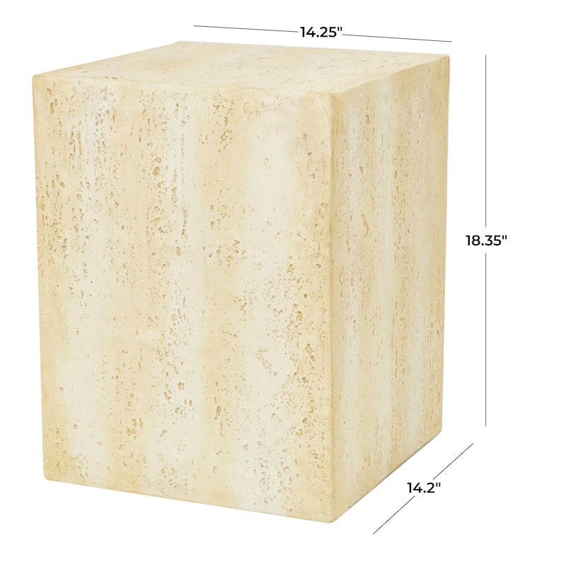 Magnesium Oxide Outdoor Accent Table or with Natural Textured Wood Grain - Cream or Brown - Roche River Décor