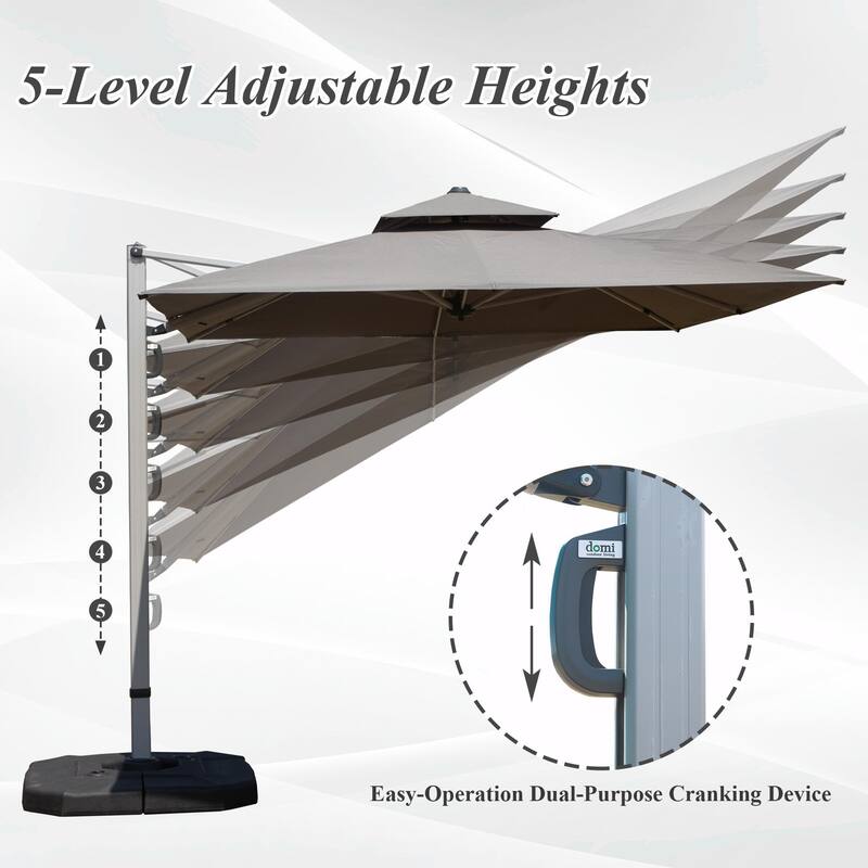Aluminum Patio Umbrella - 360° Rotation, Hydraulic Lift
