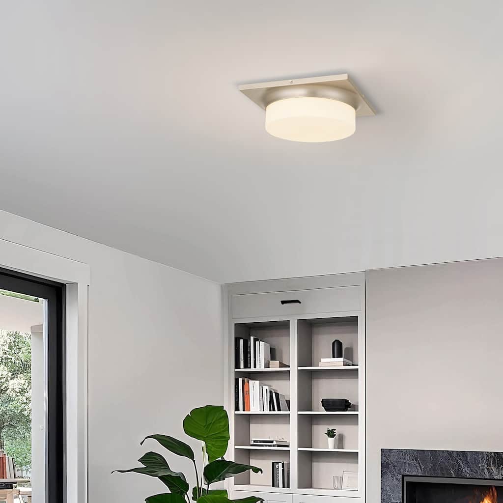 Aura 13" Brushed Nickel LED Flush Mount Ceiling Light