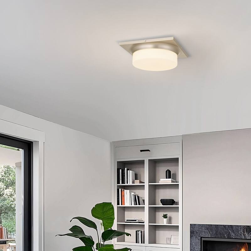Aura 13" Brushed Nickel LED Flush Mount Ceiling Light