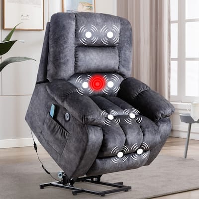 Big Power Lift Massage Recliner Chair for Elderly with Heated Vibration and USB Ports