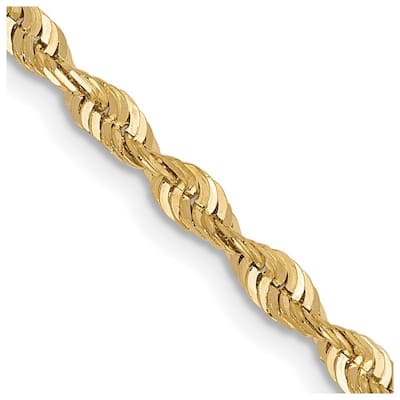 Curata 10k Yellow Gold Solid Polished Lobster Claw Closure 2.9mm Sparkle Cut Lightweight Rope Chain Bracelet 8 Inch