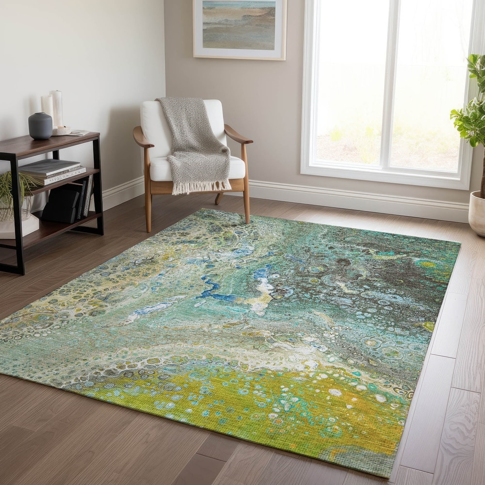 Machine Washable Indoor/ Outdoor Chantille Modern Abstract Rug