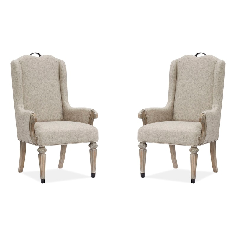 Magnussen Home Marisol Fawn Upholstered Host Chair Two Pack - 27''W x 25.13''D x 45.38''H - 27''W x 25.13''D x 45.38''H - Set of 2 - Fawn - Dining Height