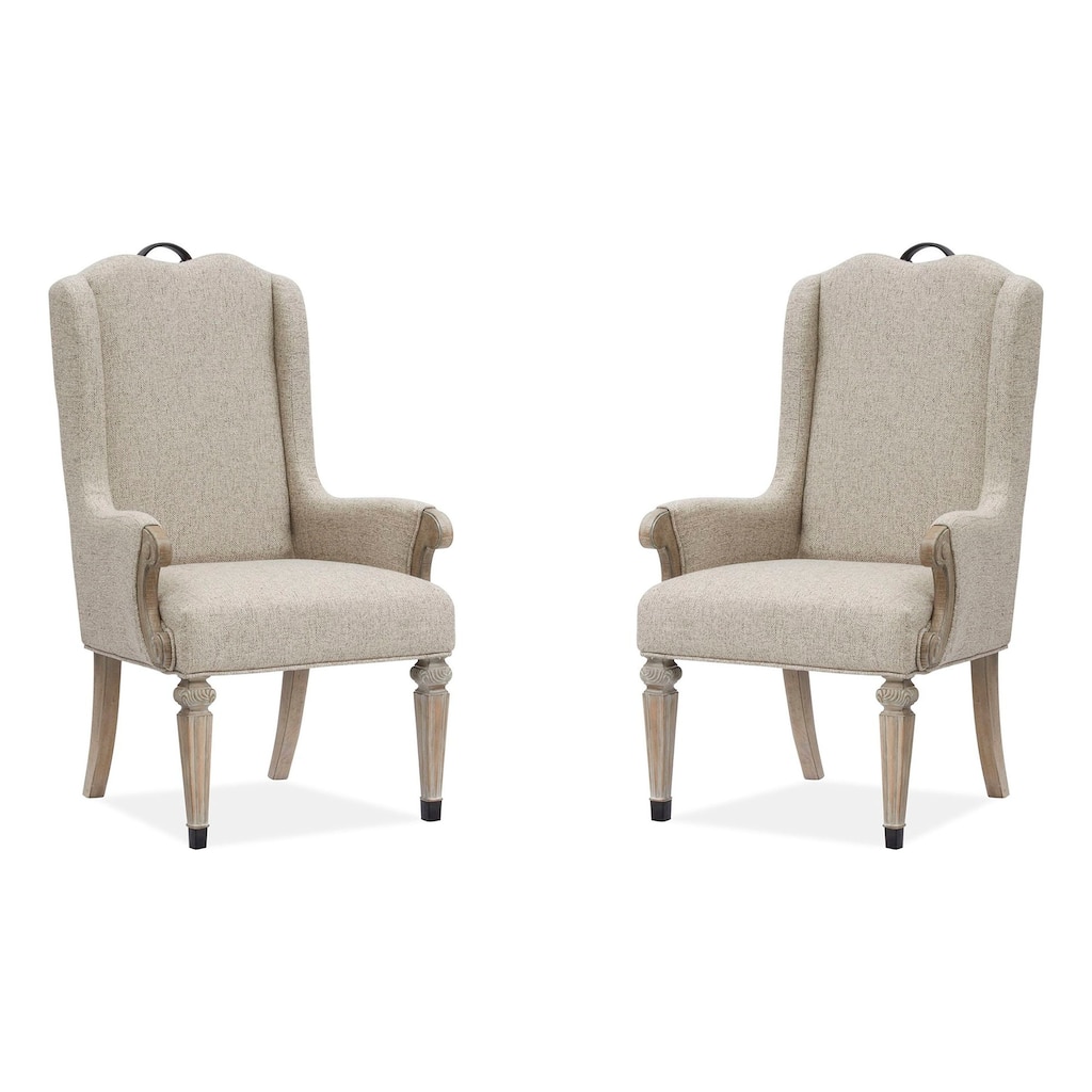 Magnussen Home Marisol Fawn Upholstered Host Chair Two Pack - 27''W x 25.13''D x 45.38''H