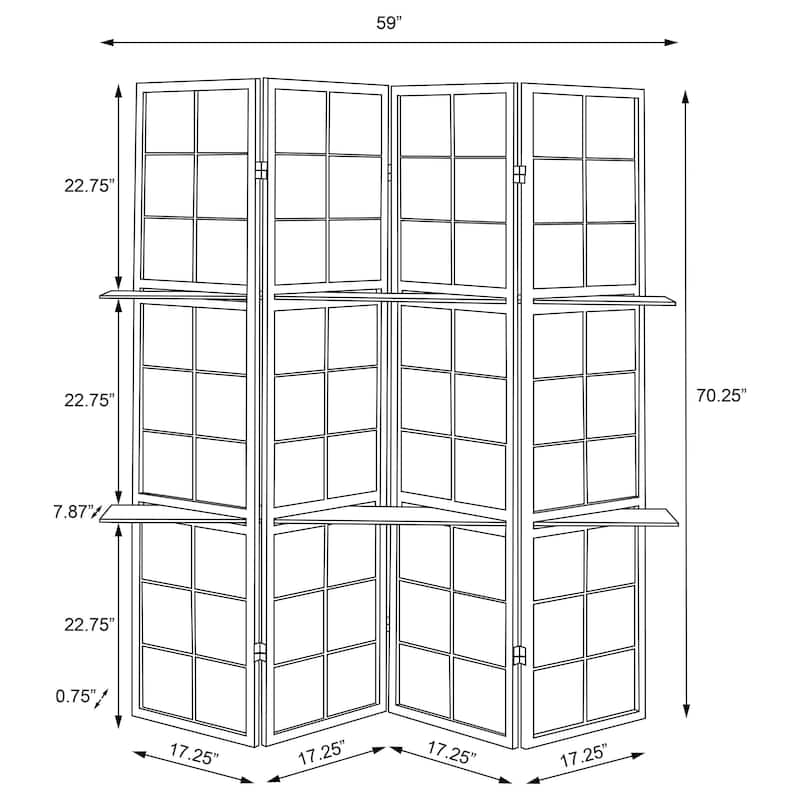 Iggy 4-Panel Room Divider Folding Shoji Screen Cappuccino