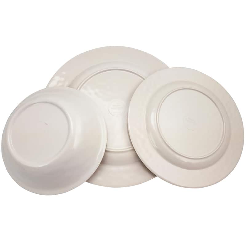 Tambora 12 Piece Lightweight Melamine Dinnerware Set in Rustic White